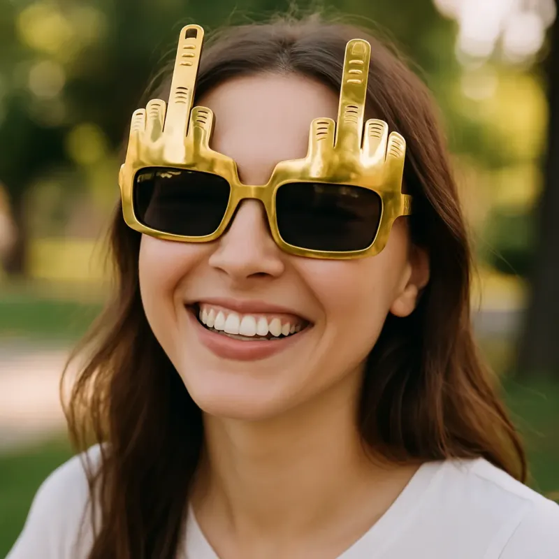 Bold Gold Middle Finger Party Sunglasses - Image 0