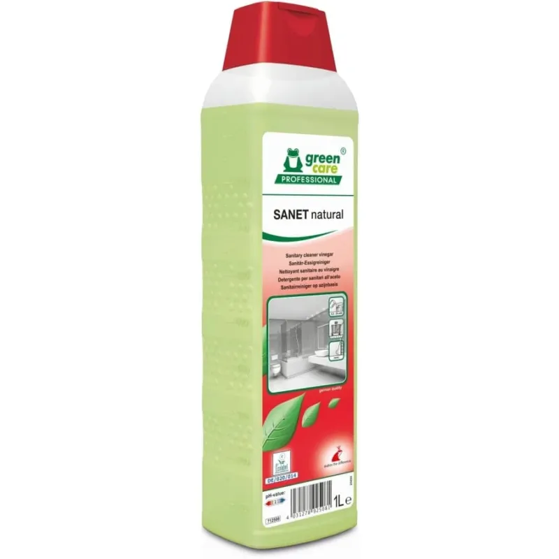 SANET natural Sanitärreiniger – natürliche Kraft der Essigsäure gegen Kalk & Gerüche 1 Liter Flasche