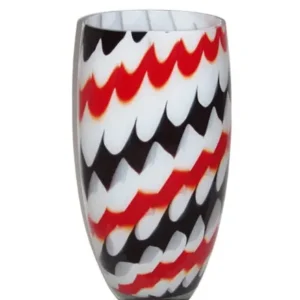 Glasvase weiß-schwarz-rot Jozy Art Queen 38 cm