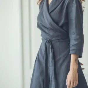 Wrap Linen Dress with Belt - Epic Linen luxury linen