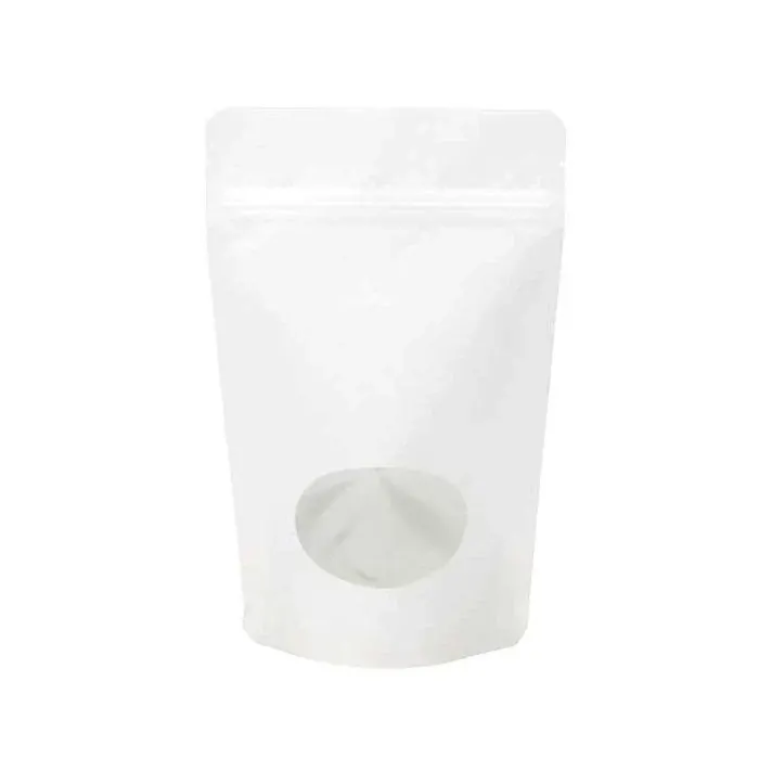 Stand Up Pouches Pearl White with oval Window 10.2x6x15.2cm