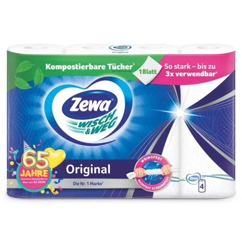 Zewa Küchenrolle Wisch&Weg Original, wringfest 1 Packung = 4 Rollen